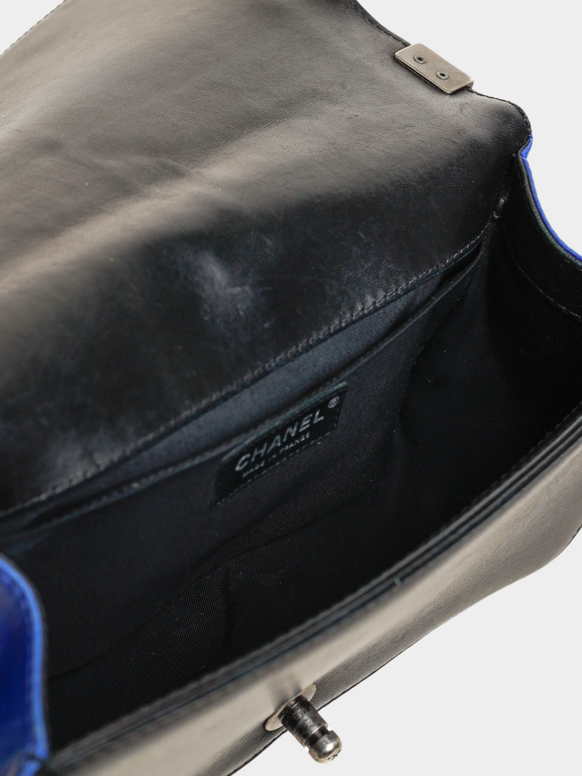 Chanel 2013 Blue Bicolour Medium Boy Quilted Flap Shoulder Bag
