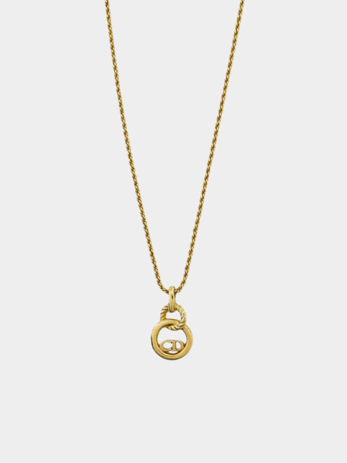 Christian Dior 2000s Gold CD Round Logo Necklace