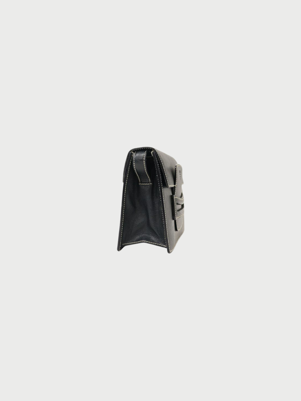 Prada 2000s Navy Saffiano Leather Logo Shoulder Bag
