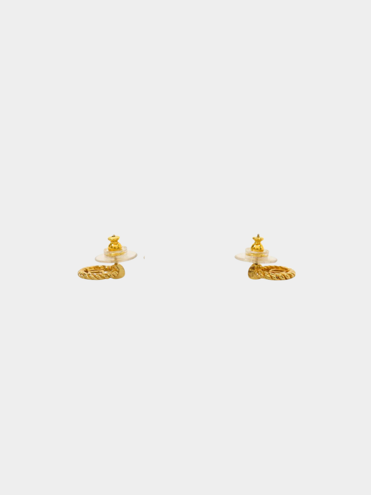 Christian Dior 1990s Gold CD Round Earrings