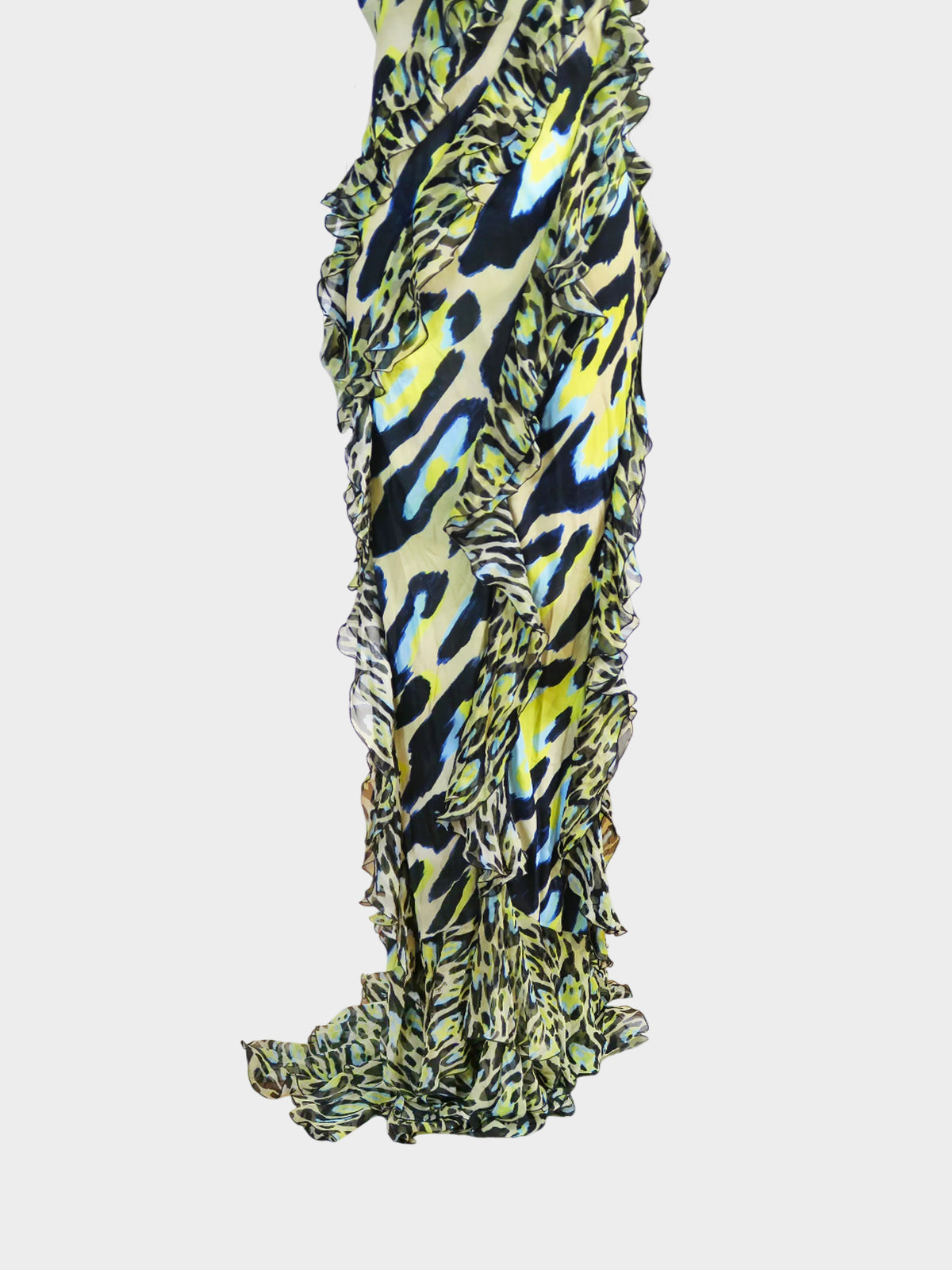 Roberto Cavalli 2023 Leopard Print Ruffled Maxi Dress