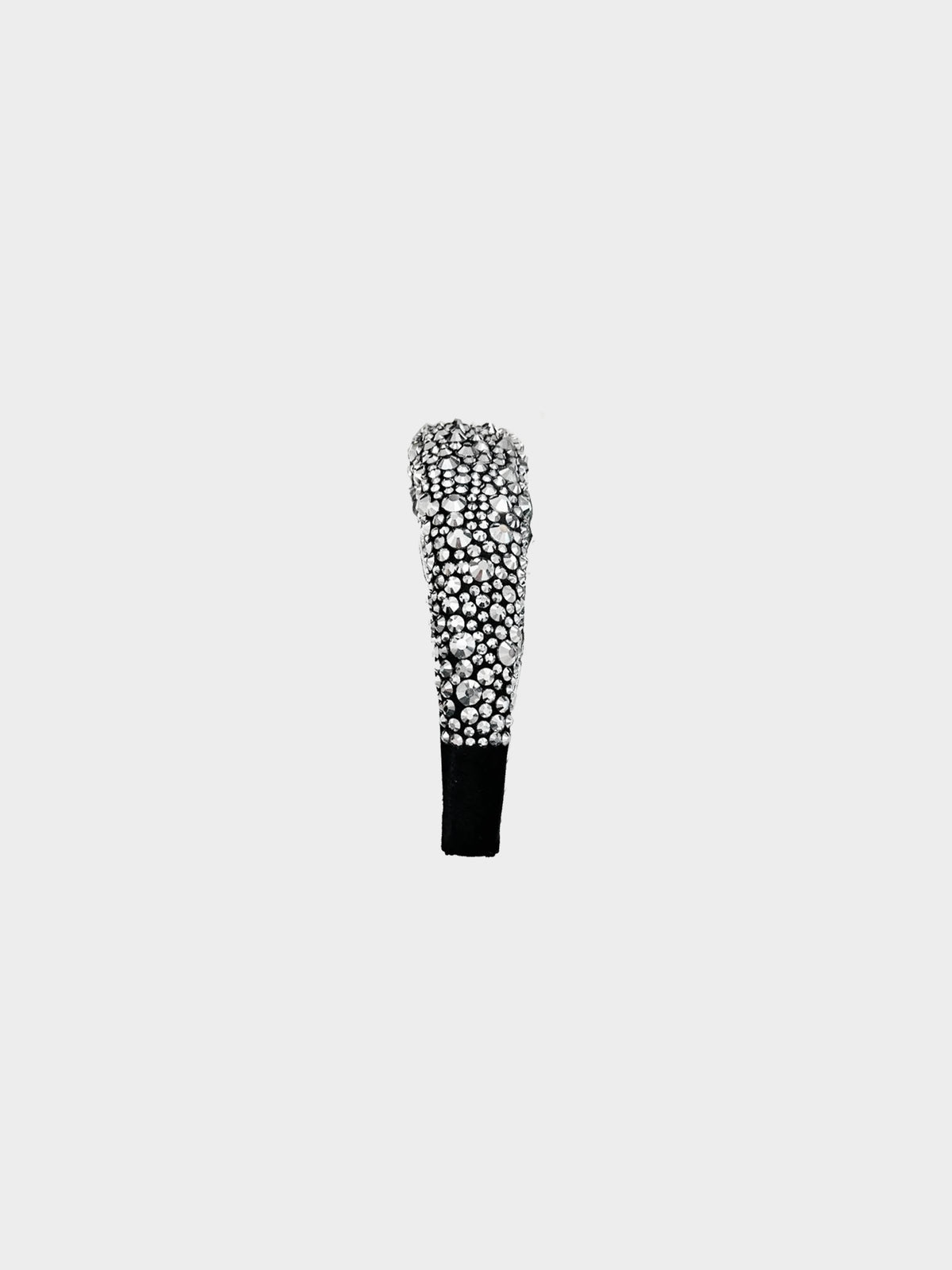 Prada 2020s Black Satin and Silver Crystal Studded Headband