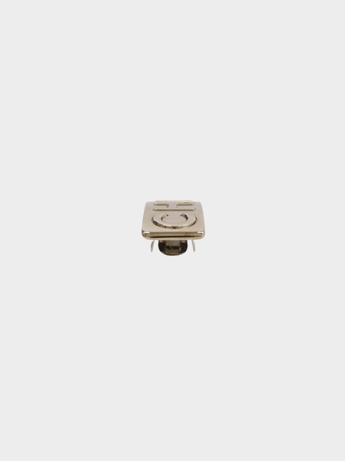 Chanel 1998 Silver Plated Metal Logo Barrette