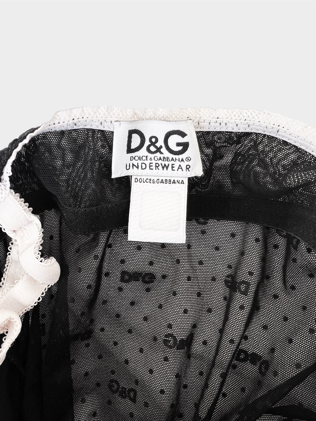 Dolce & Gabbana D&G 2000s Black and Cream Sheer Lace Bustier Tank Top