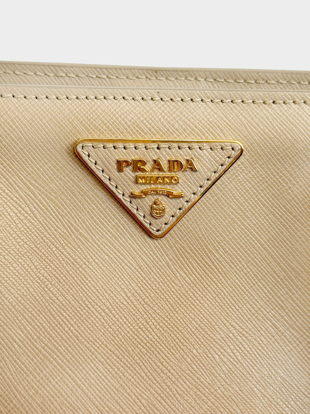 Prada 2010s Beige Saffiano Lux Leather Galleria Tote Bag