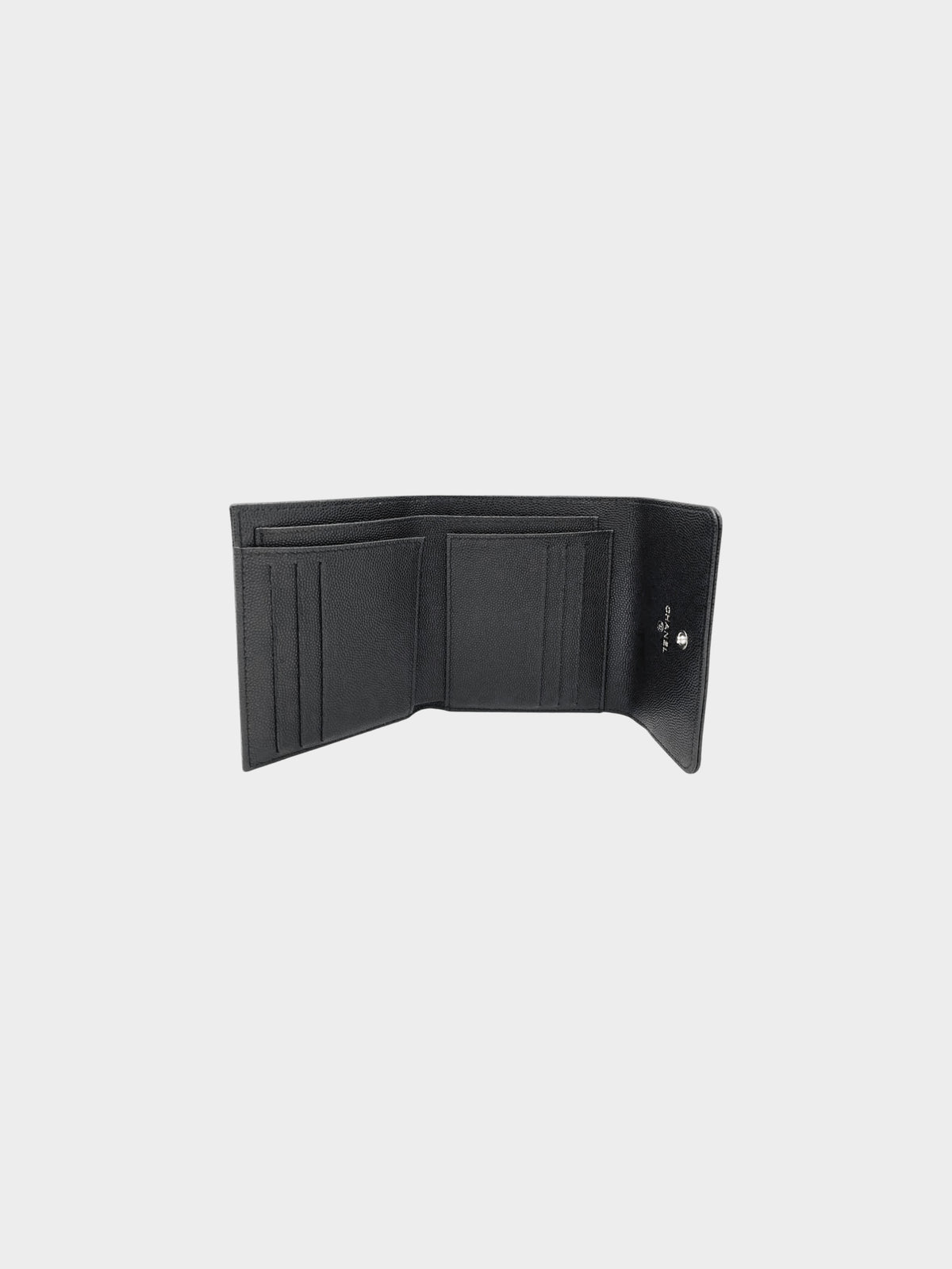 Chanel 2016 Black Caviar Trifold Wallet