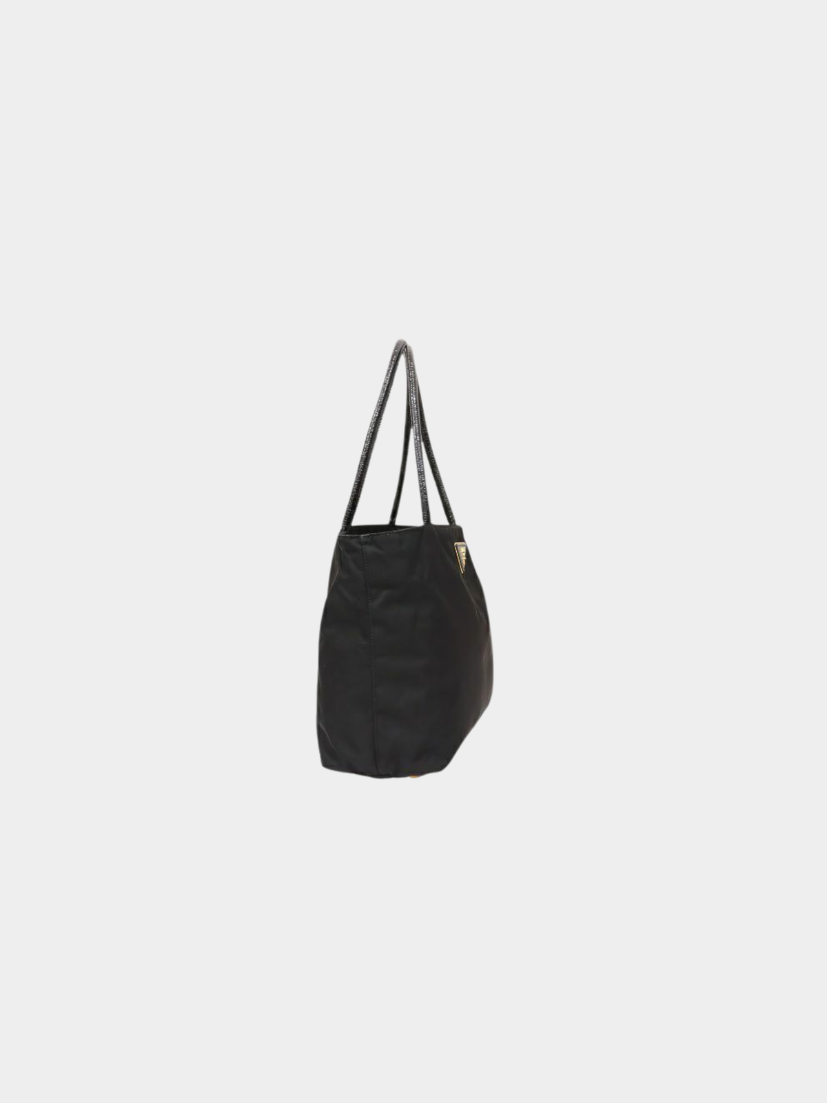 Prada 2000s Black Triangle Logo Nylon Tote Bag