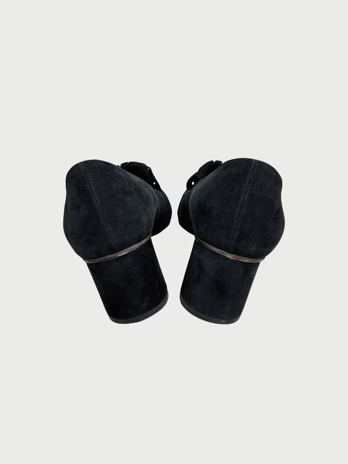 Gucci 2010s Black Suede GG Marmont Heeled Loafers