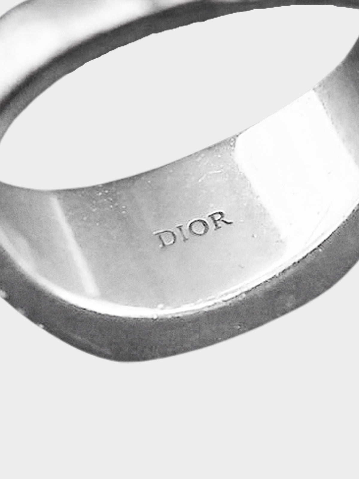 Christian Dior 2010s Silver Rhinestone-embellished CD Logo Ring