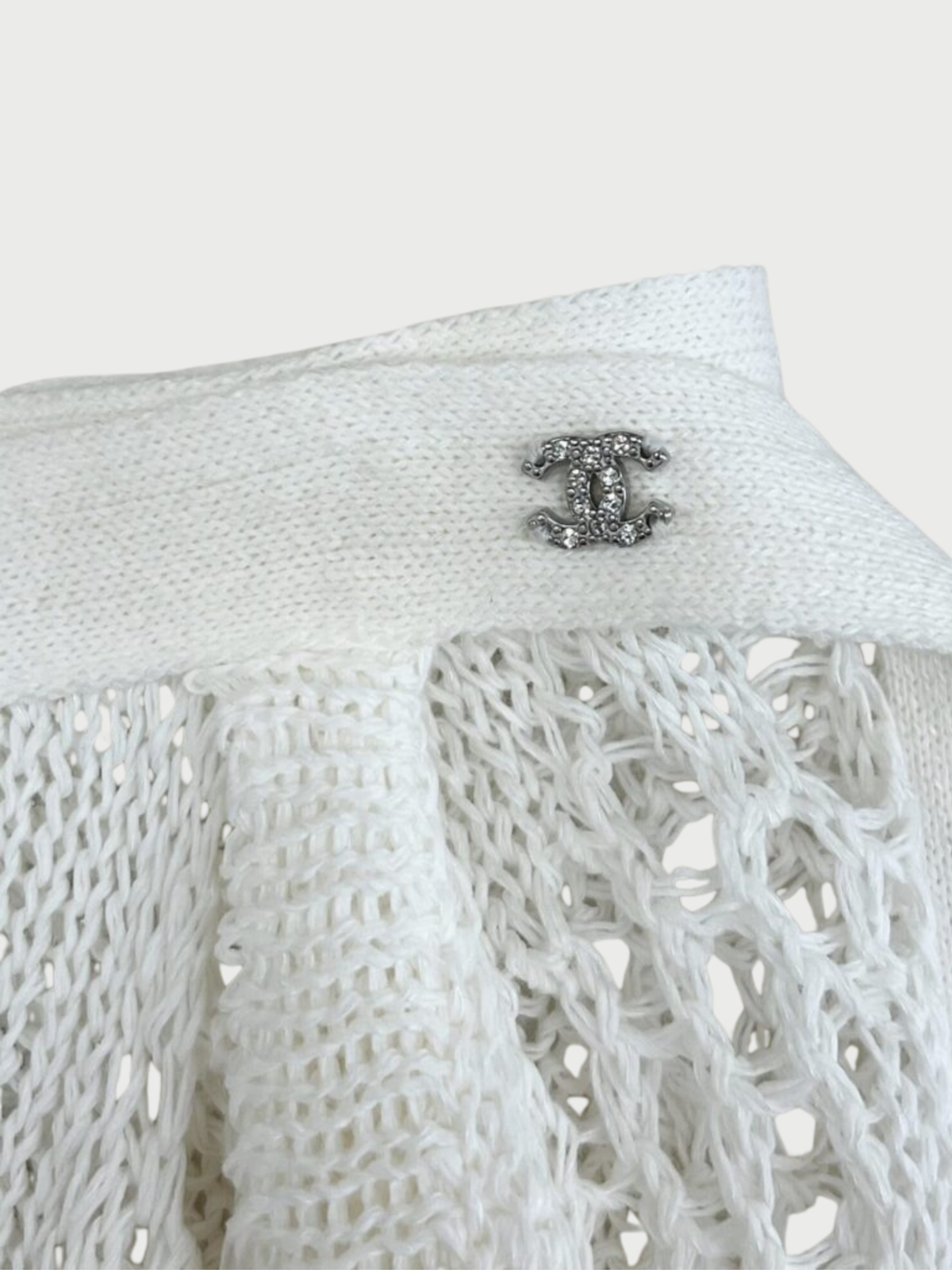 Chanel 2022 White Cotton Crochet Pareo Skirt Set