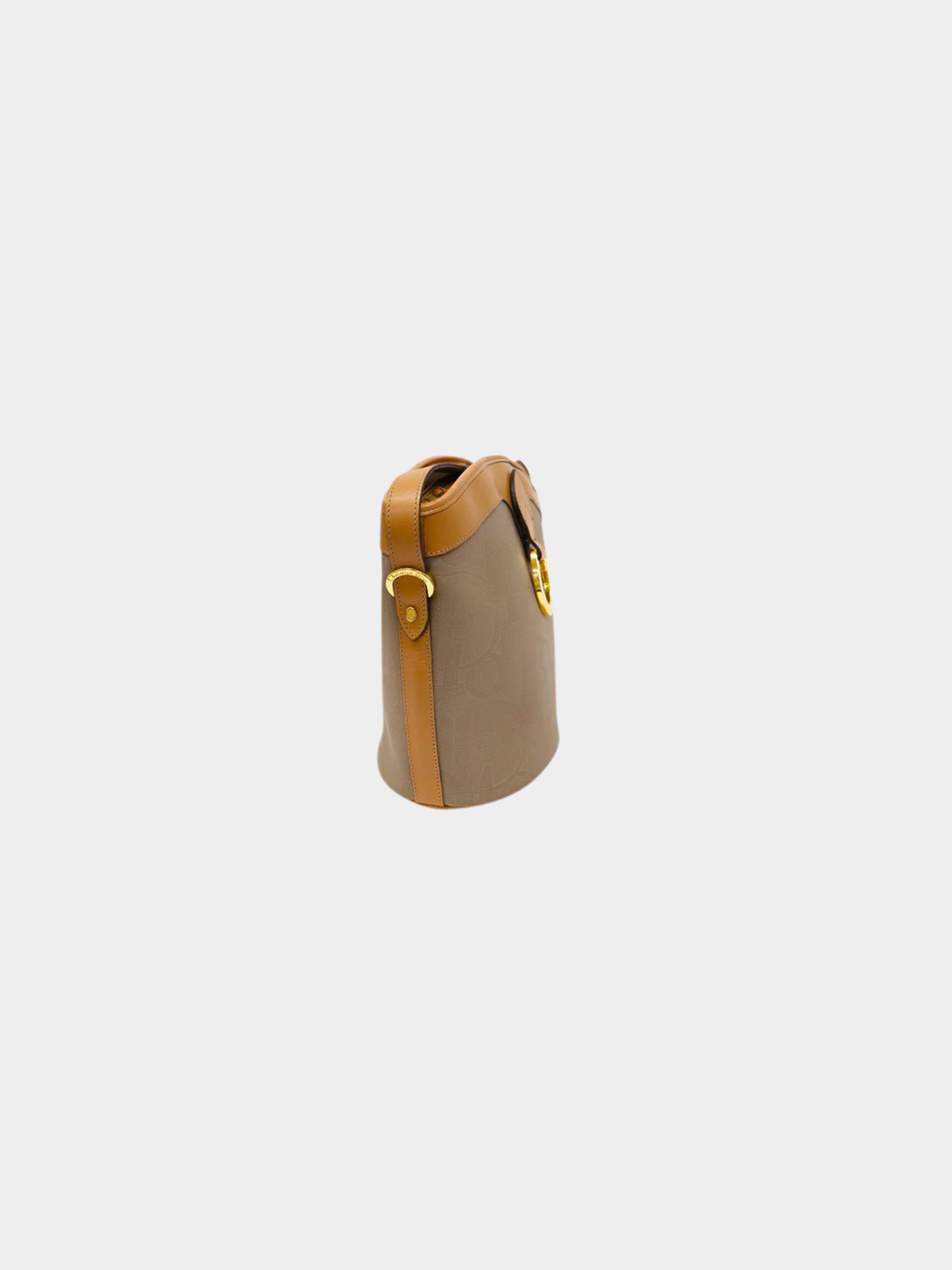 Christian Dior 2000s Beige and Green Trotter Oval Hardware Shoulder Bag