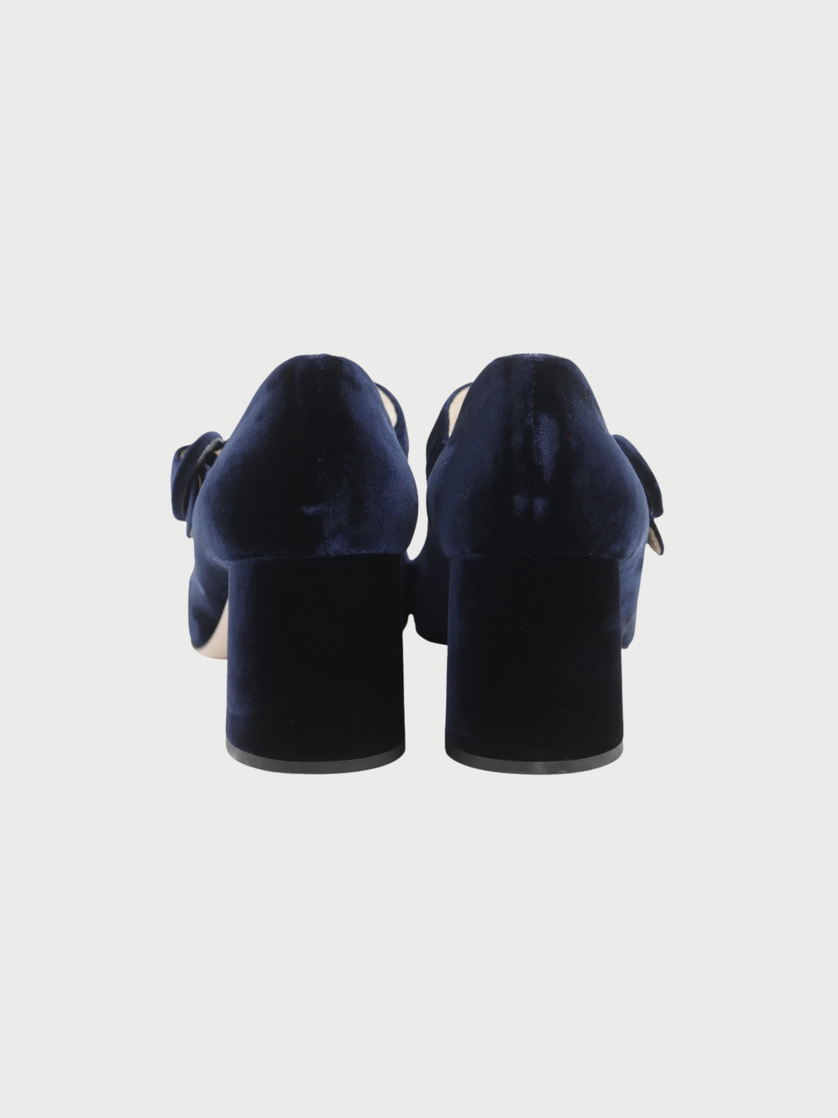 Prada 2000s Navy Velour Square-Toe Pumps