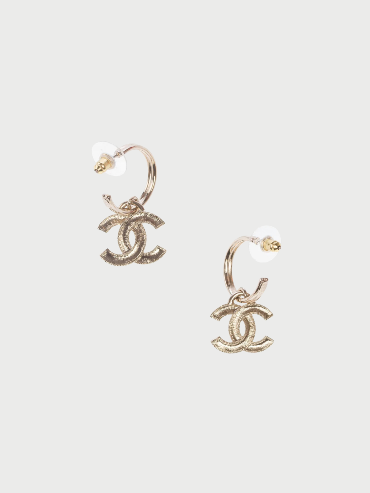 Chanel 2020s Gold CC Multicolor Rhinestone Hoop Earrings