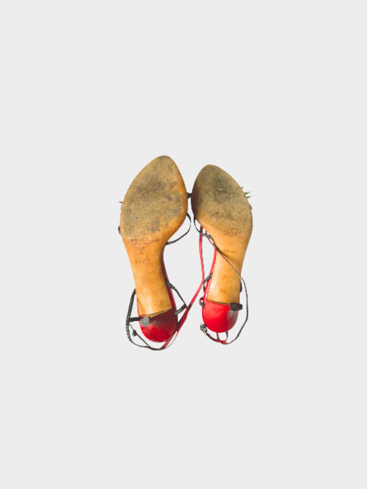 Prada SS 2003 Red Floral Applique Heels