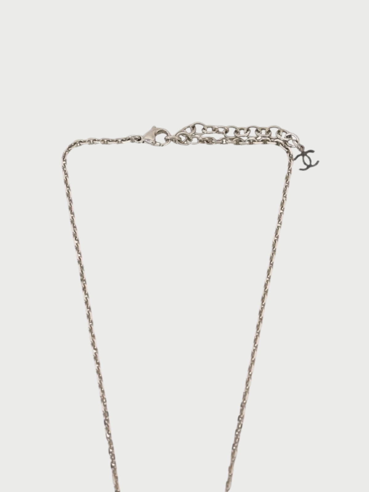 Chanel 2006 Silver Black Plated Metal Plastic COCO Square Necklace