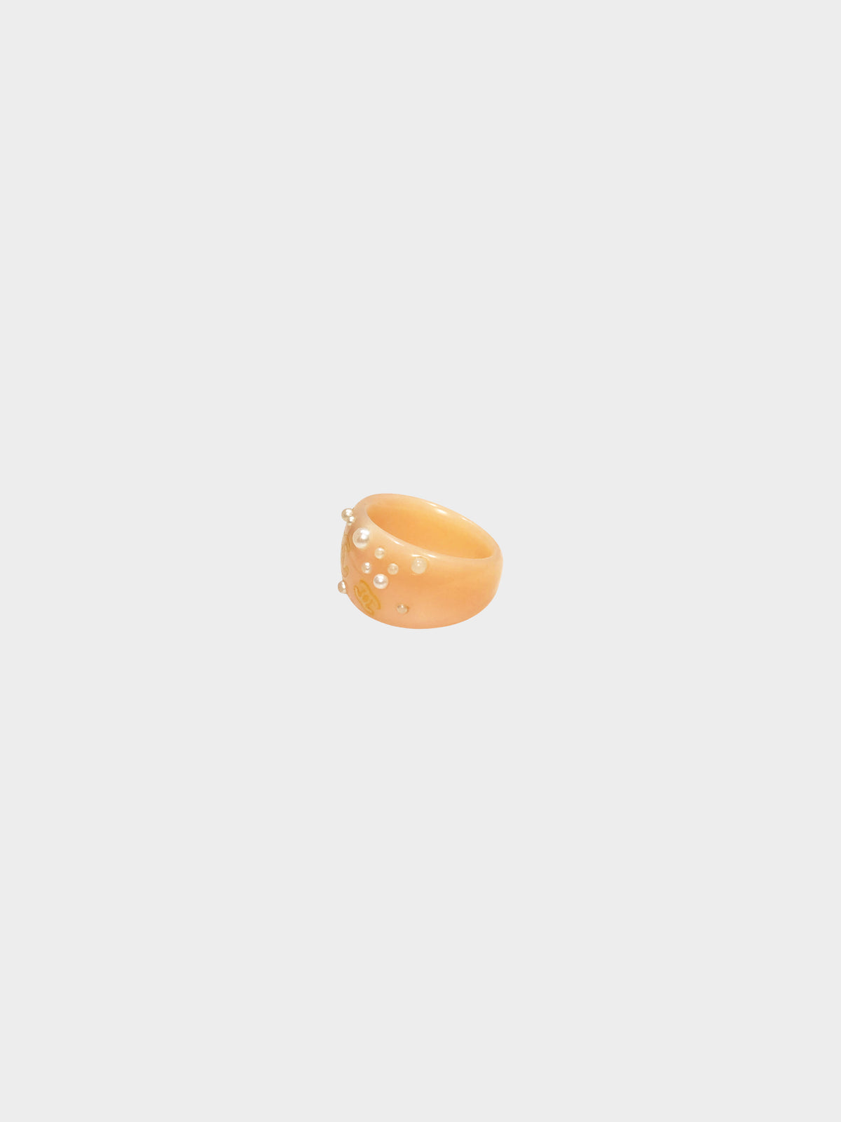Chanel Spring 2003 Pink Beige CC and Pearls Resin Ring