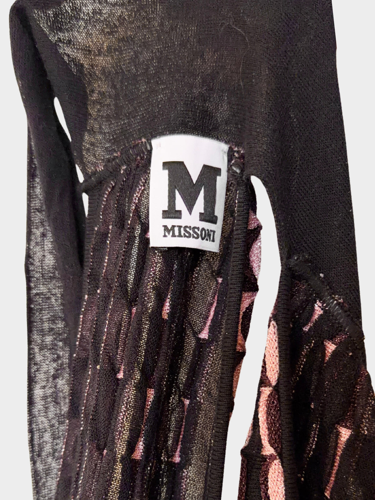 Missoni 2000s Black and Pink Patterned High Neck Top