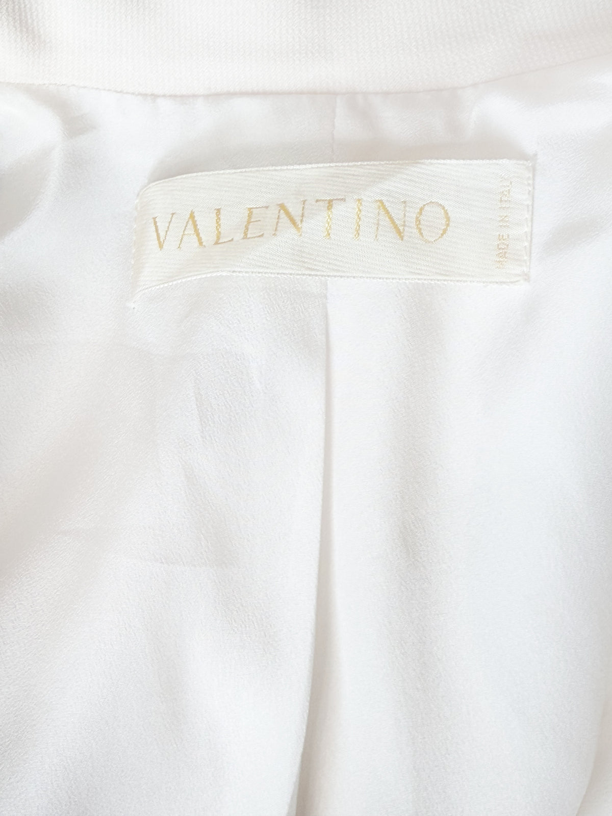 Valentino 2000s White Ruffled Sleeve Tailored Jacket