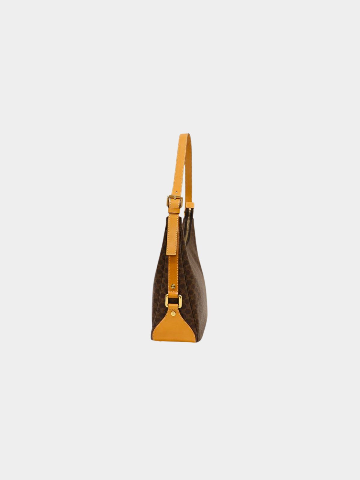 Celine 2000s Brown Macadam PVC One-Shoulder Bag