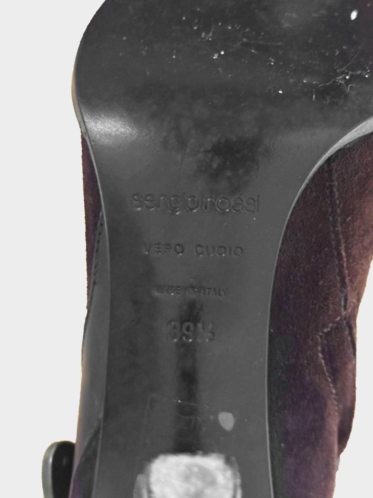 Sergio Rossi 2000s Brown Suede Belted Mid-calf Pointed Boots