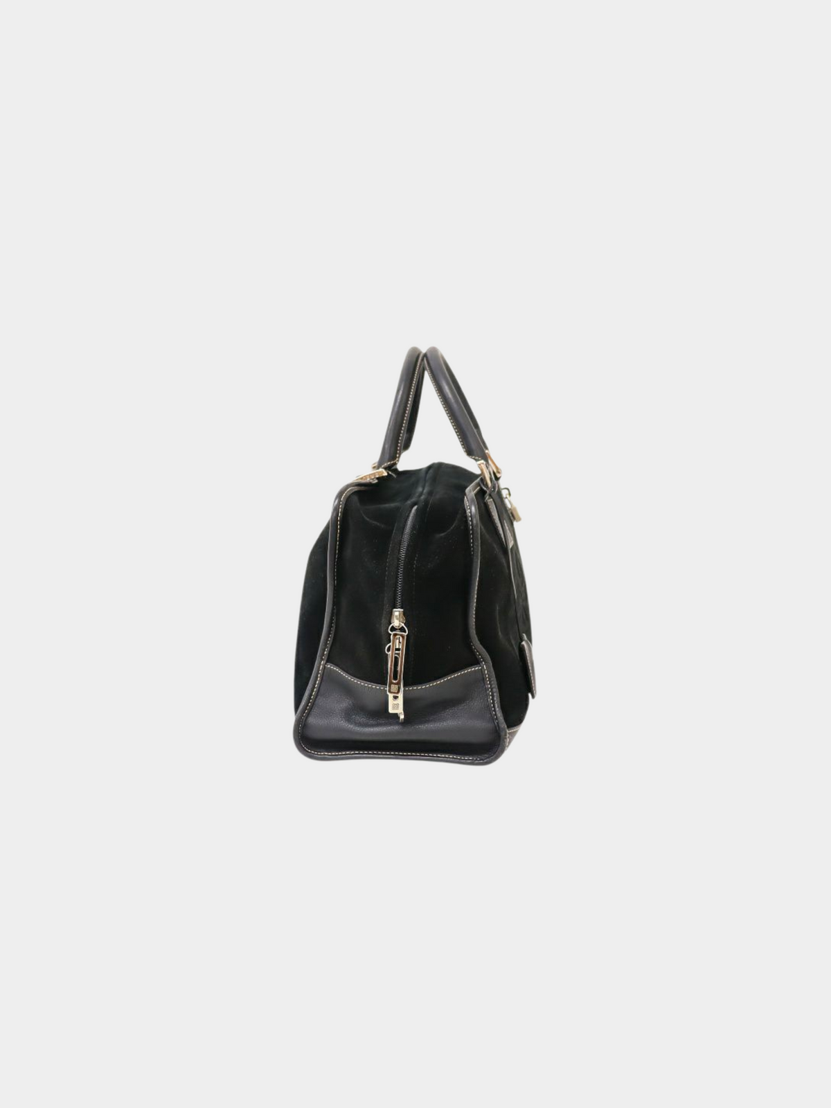 Loewe 2000s Black Suede and Leather Amazona 36 Bag
