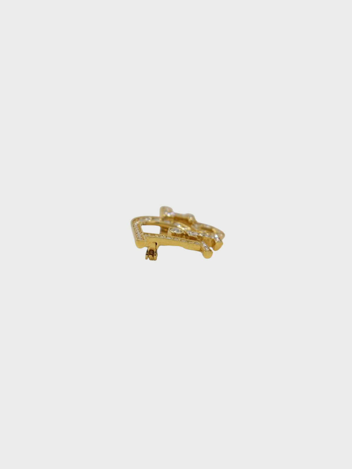 Christian Dior 2000s Gold Plated Rhinestone Logo Brooch