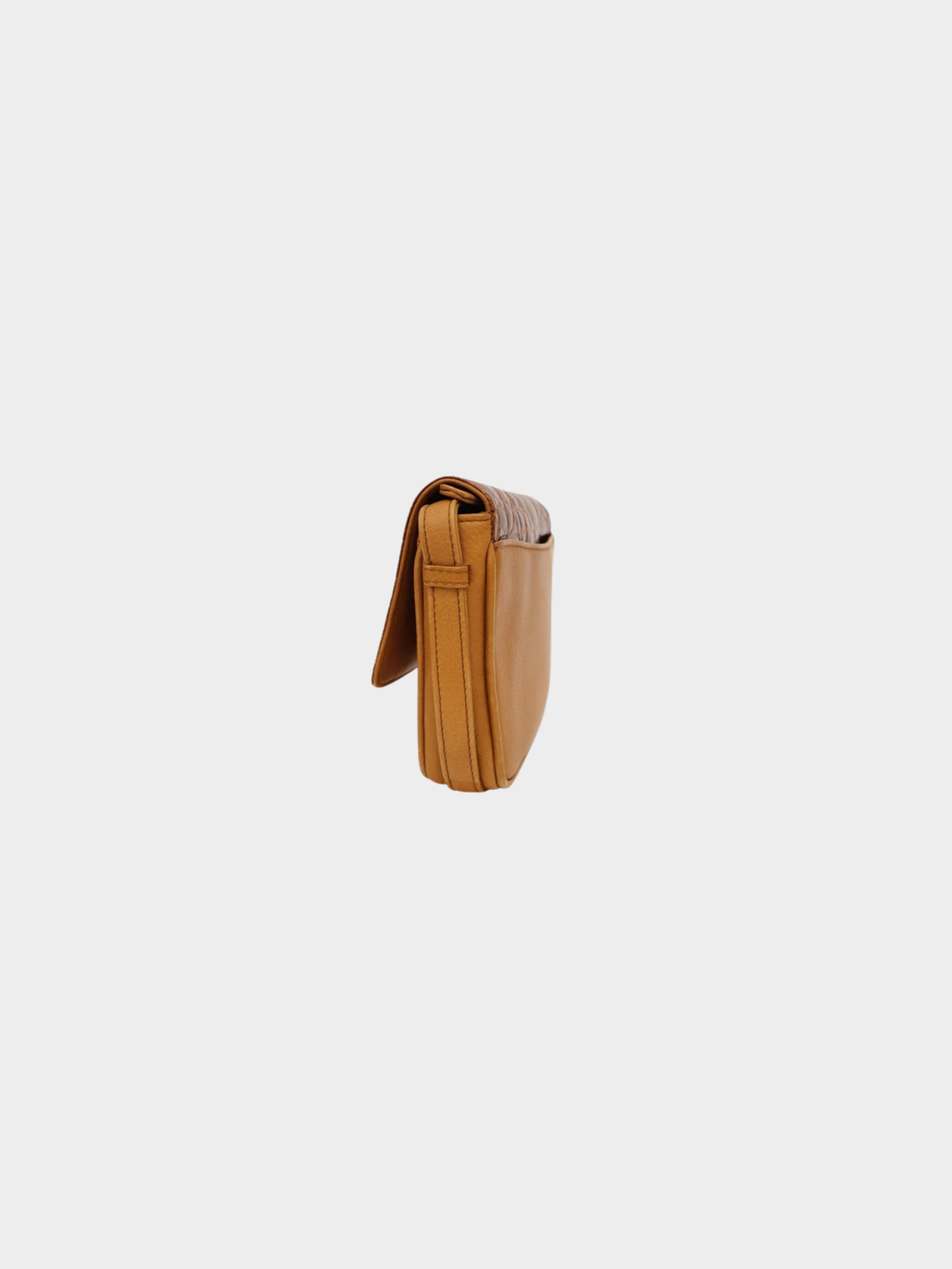 Loewe 2000s Brown Croc-Embossed Leather Anagram Shoulder Bag