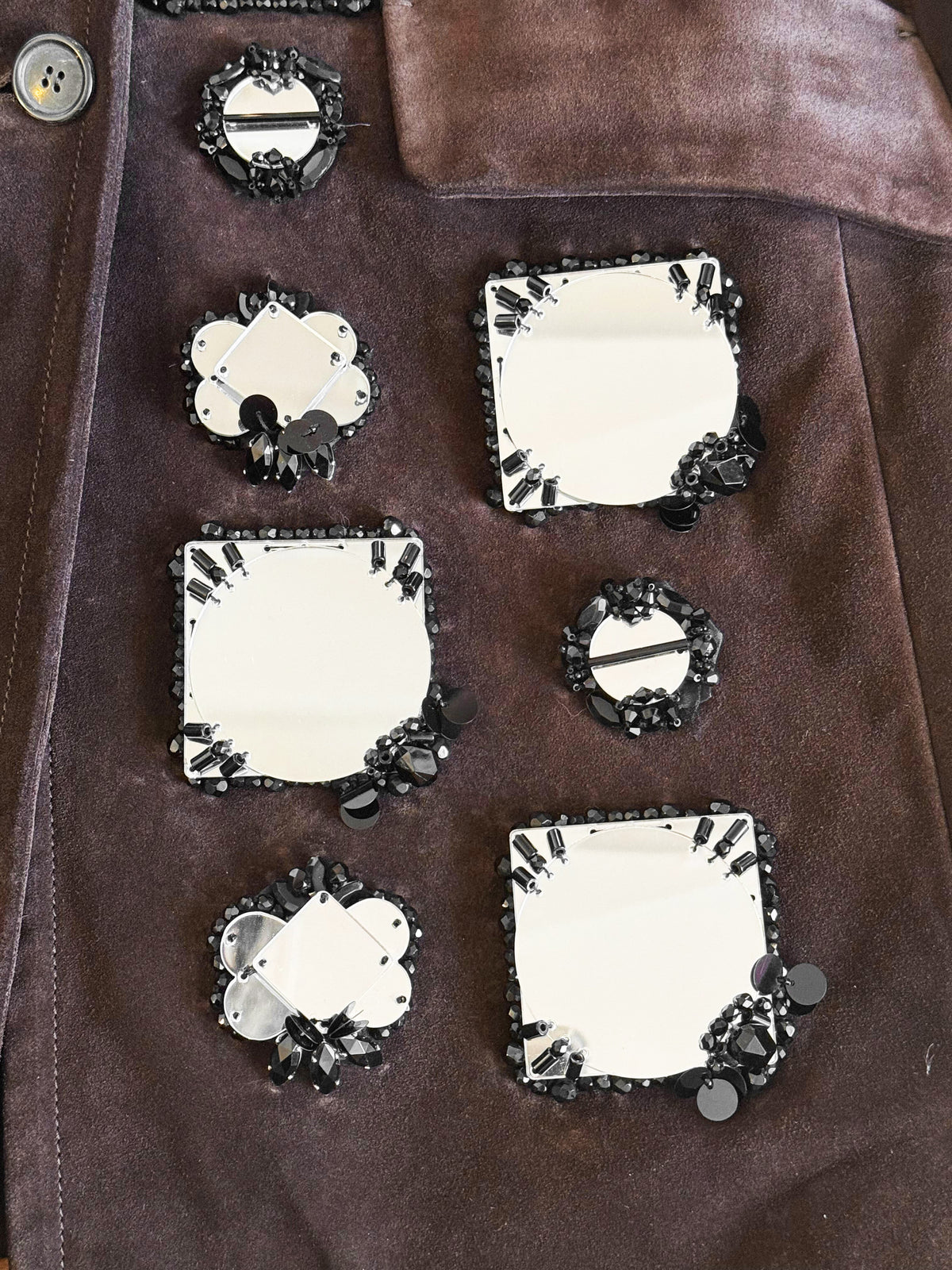 Miu Miu FW 2012 Brown Suede Mirrors-detailed Coat