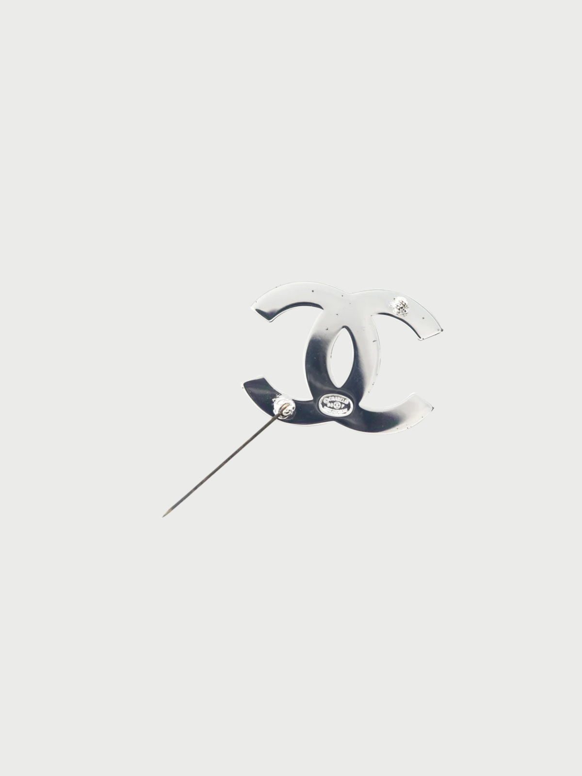 Chanel Spring 1998 Silver Metal Coco Mark Logo Brooch