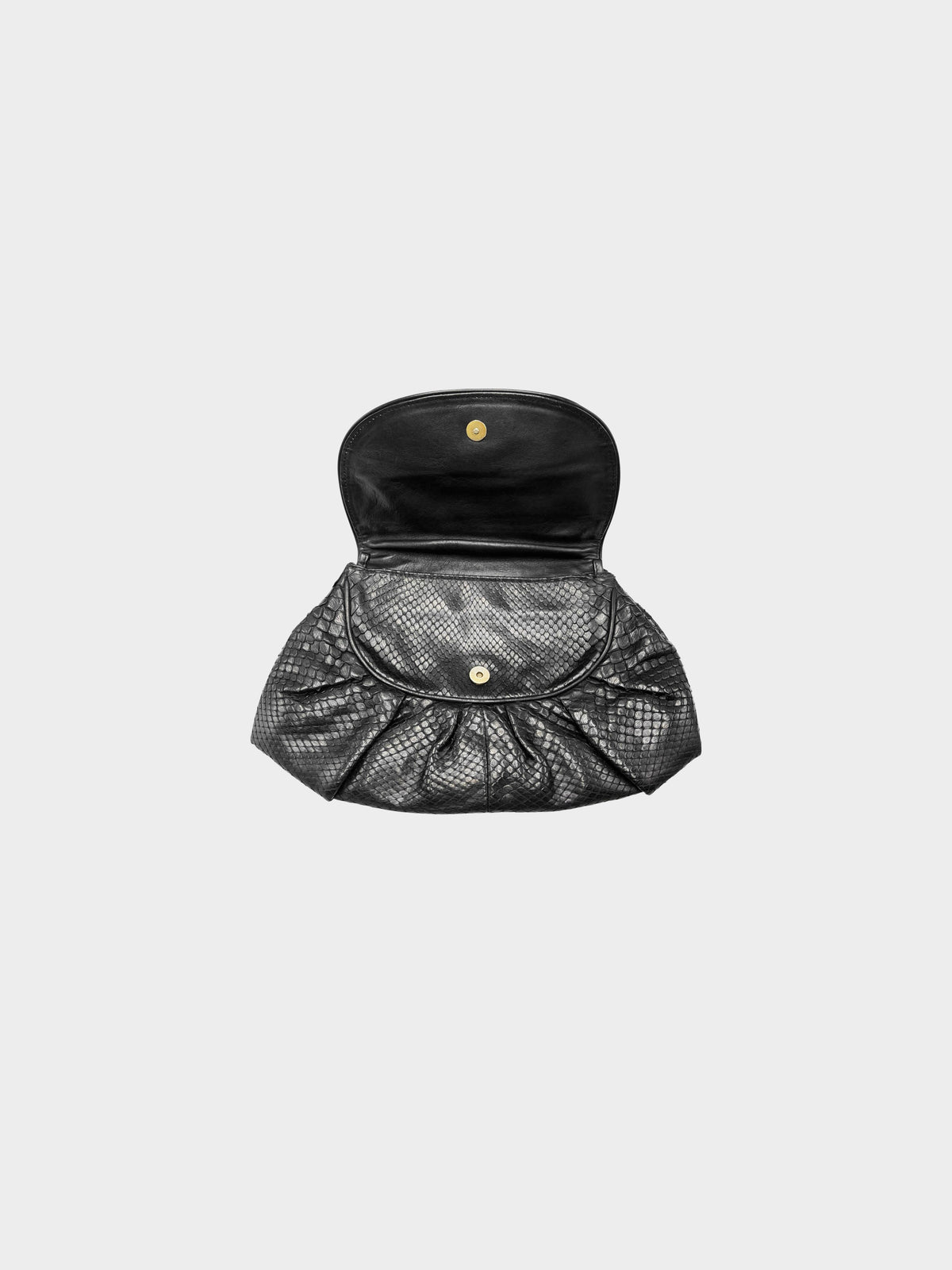 Bottega Veneta 2000s Black Python Leather Clutch Bag