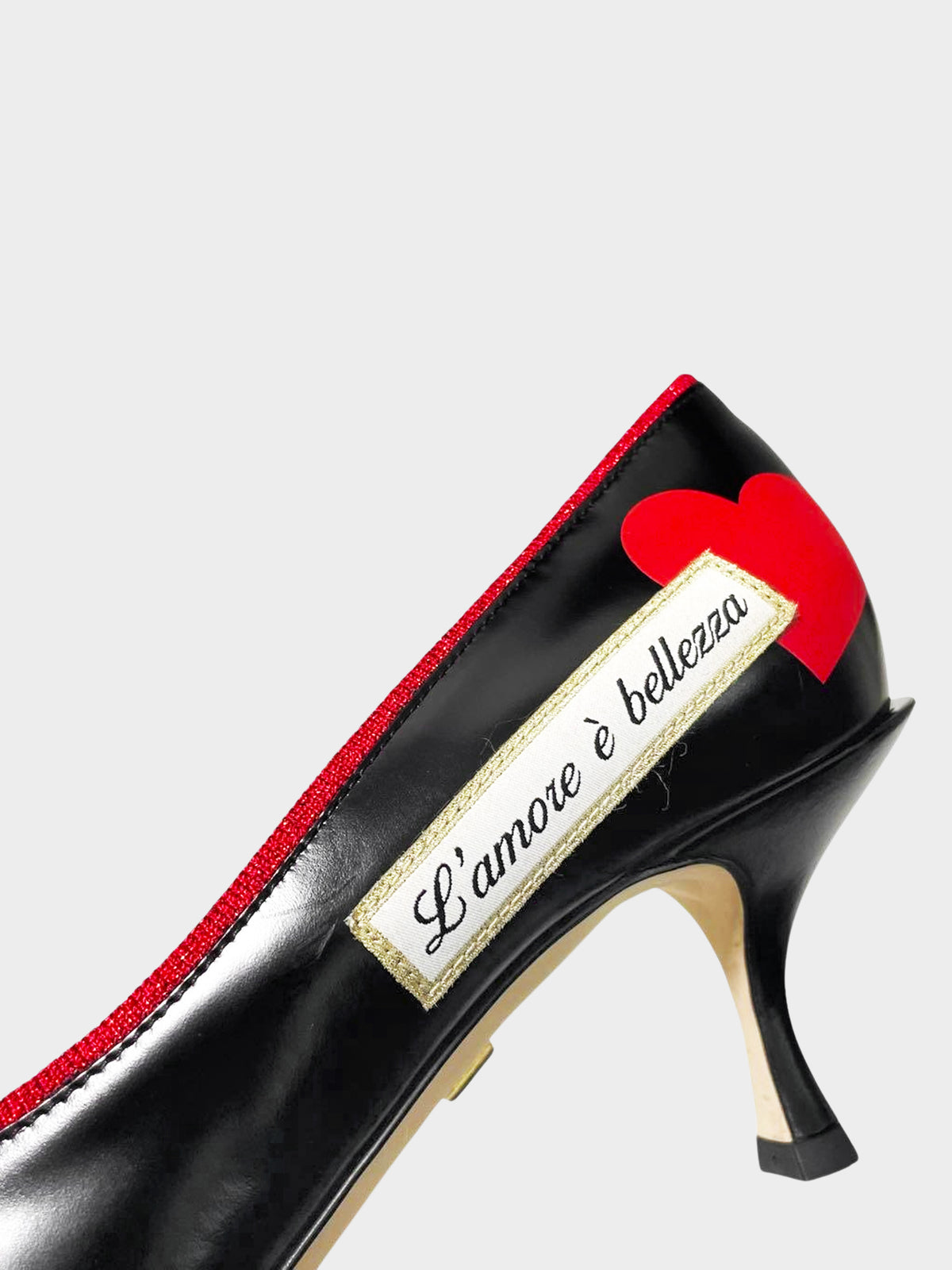 Dolce and Gabbana 2020s Black Leather L'amore e Bellezza Pumps