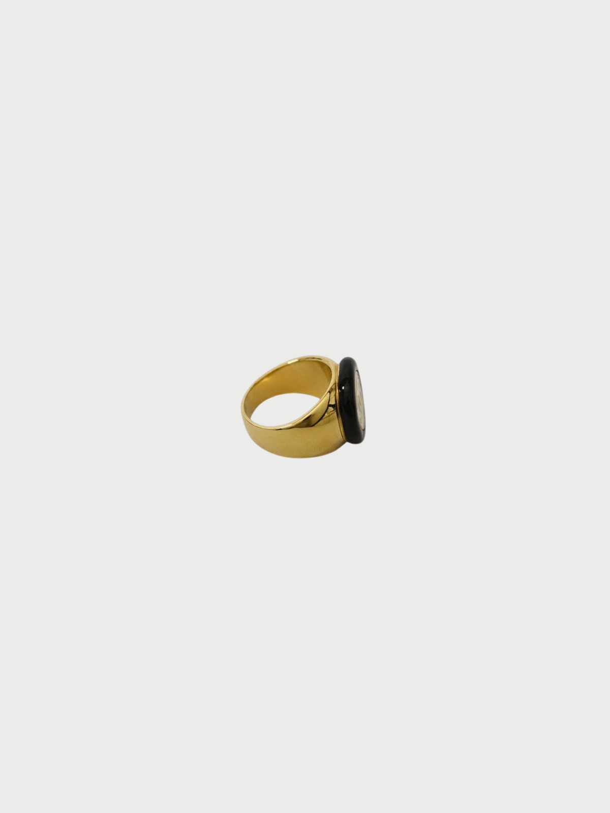 Chanel 2000s Gold Black COCO Logo Ring
