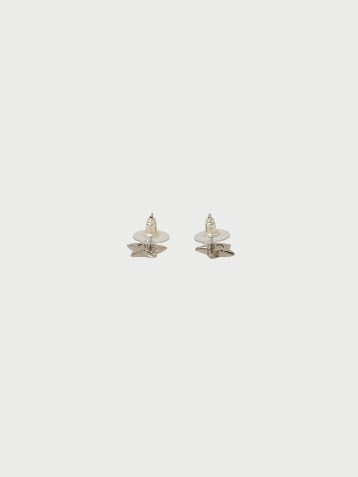 Chanel 2000s Silver Plated Metal COCO Star Earrings