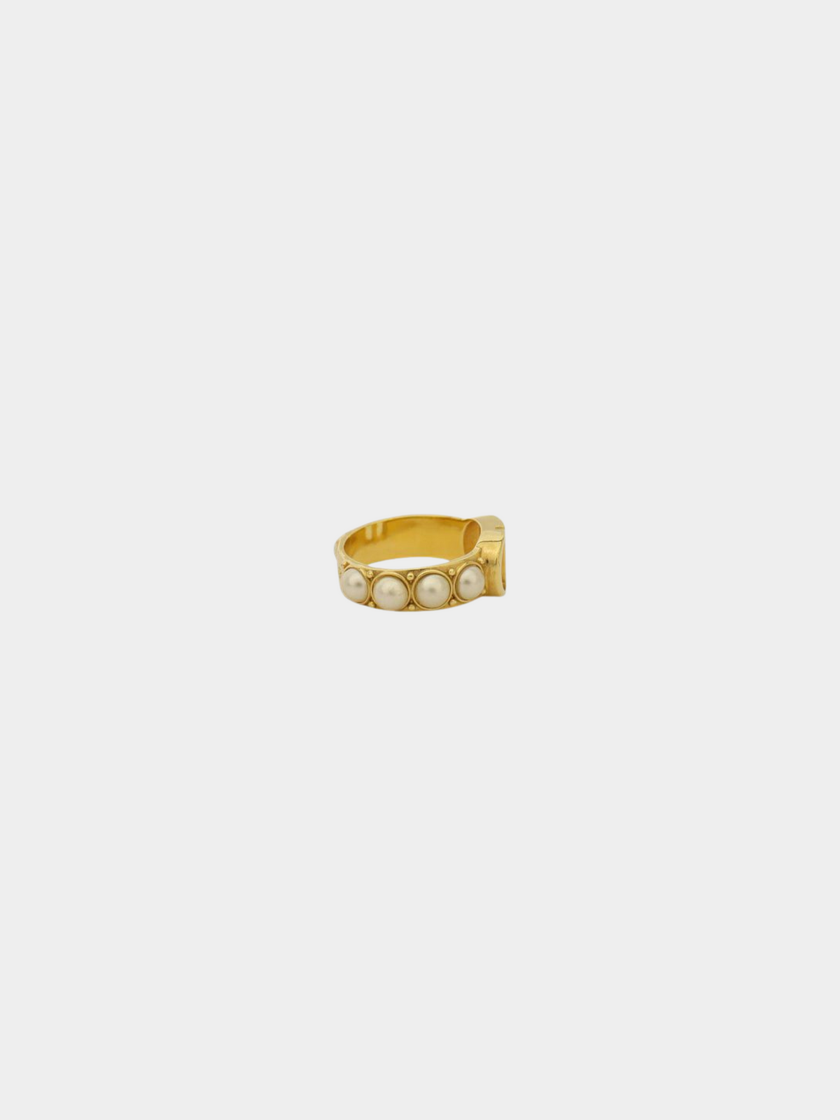 Christian Dior 2000s Gold CD Pearl Ring