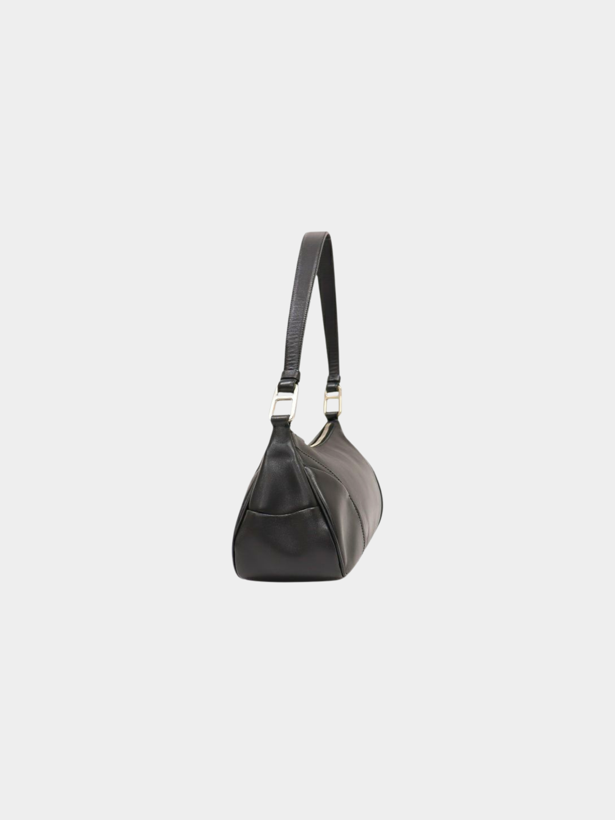 Prada 2000s Black Leather Logo Embossed One-Shoulder Bag