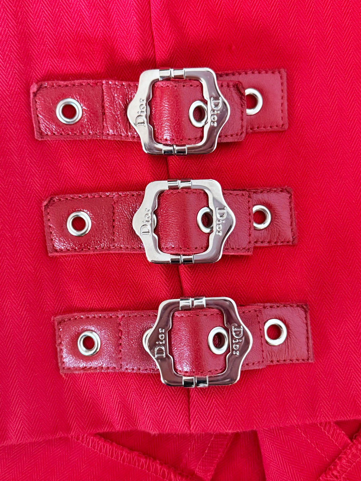 Christian Dior by John Galliano FW 2003 Red Bondage Mini Skirt