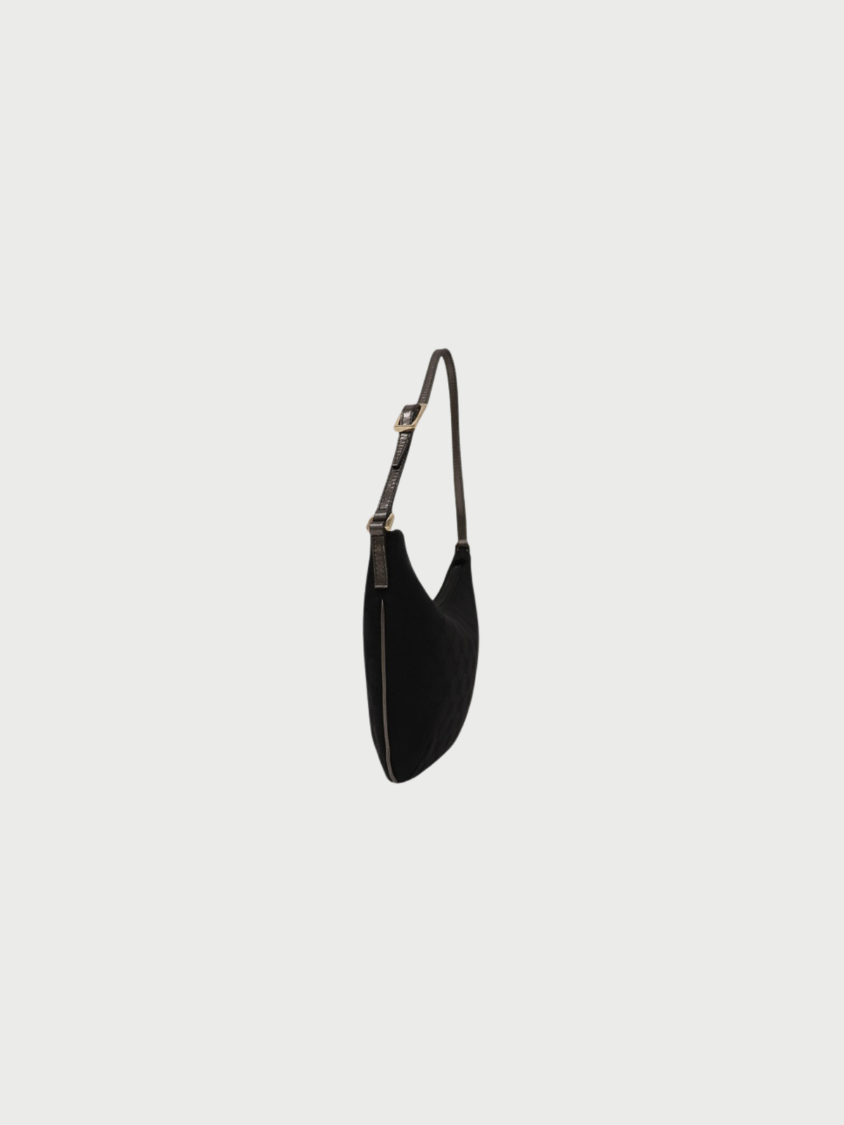 Gucci 2001 Black GG Canvas Leather One-Shoulder Bag