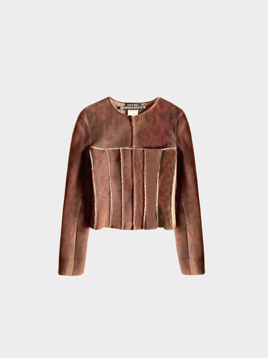 Chanel FW 1999 Brown Suede Leather Jacket