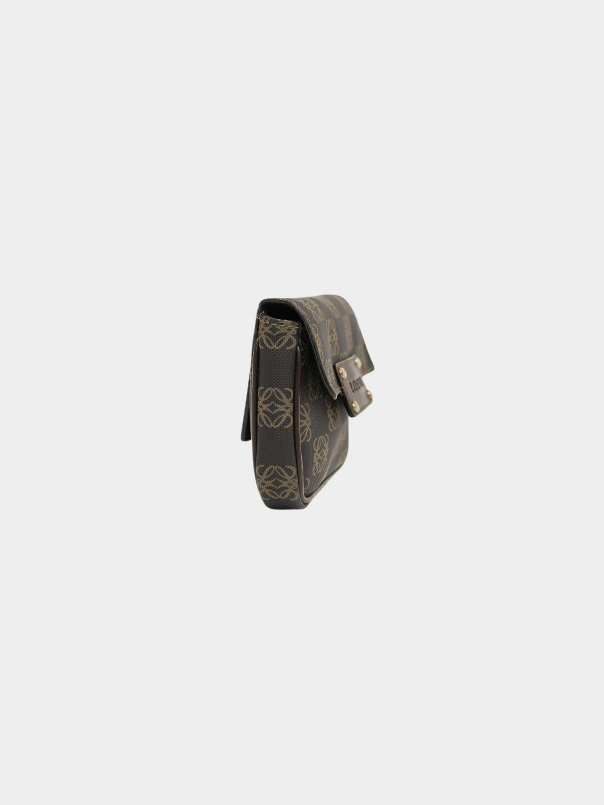 Loewe 2000s Brown Anagram PVC Leather Mini Shoulder Bag