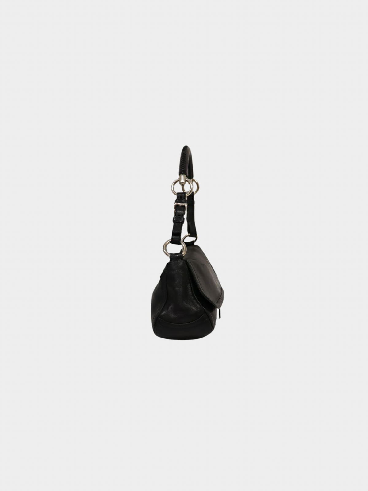 Prada 2000s Black Leather Triangle Logo One-Shoulder Bag