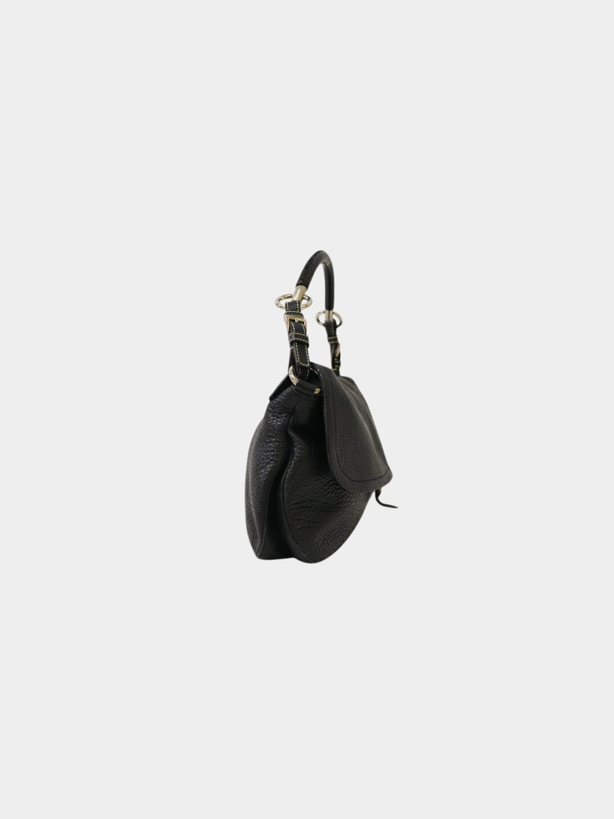Prada 2000s Black Triangle Logo Leather One-Shoulder Bag