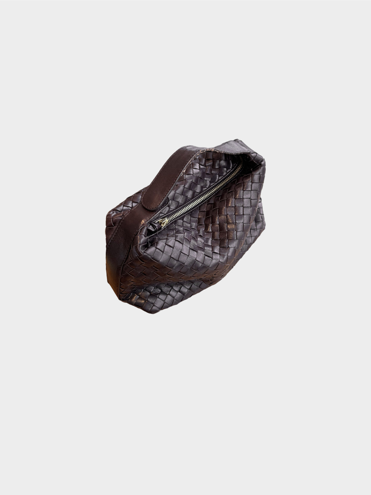 Bottega Veneta 2000s Brown Nappa Intrecciato Cosmetic Bag