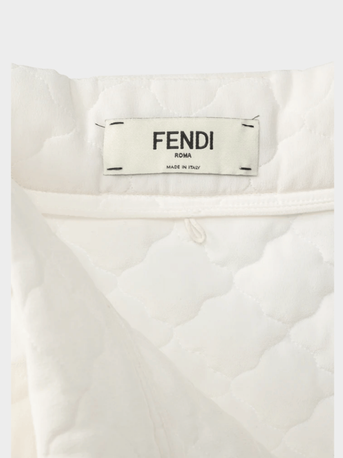 Fendi SS 2020 Runway Ivory Quilted Silk Crepe de Chine Mini Skirt