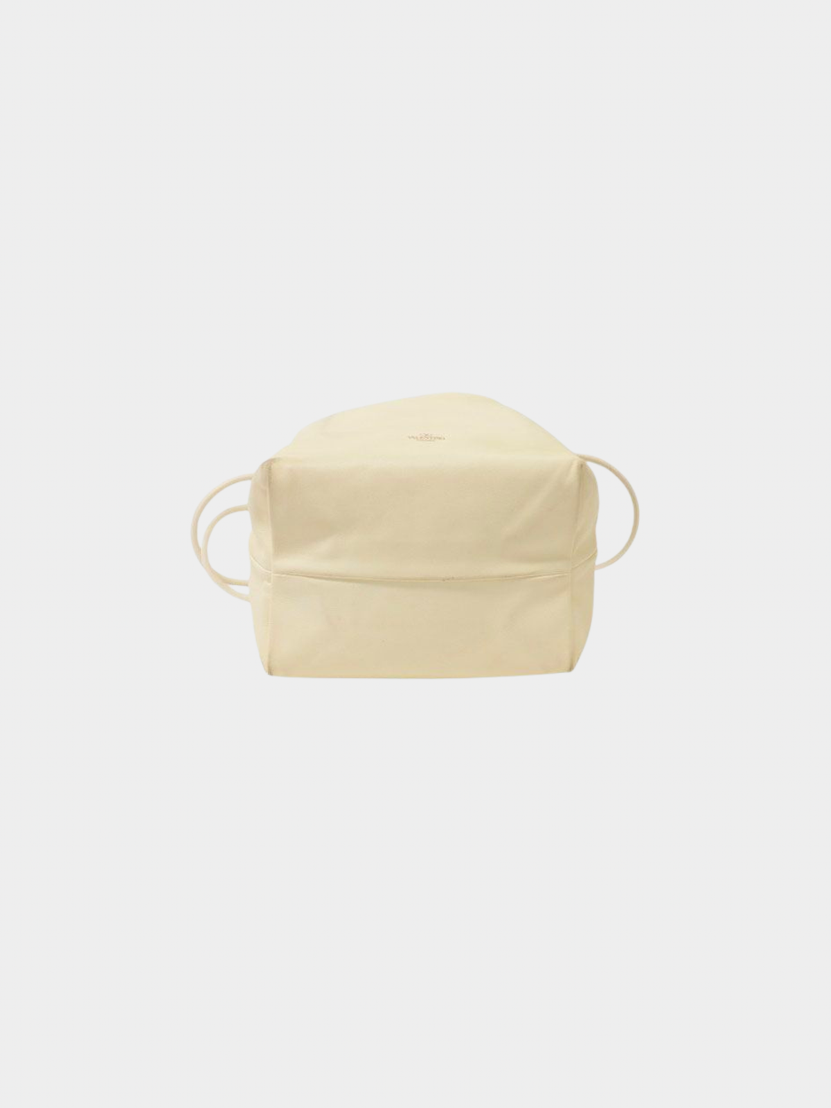 Valentino 2000s Ivory Leather V Logo Pouf Bucket Shoulder Bag