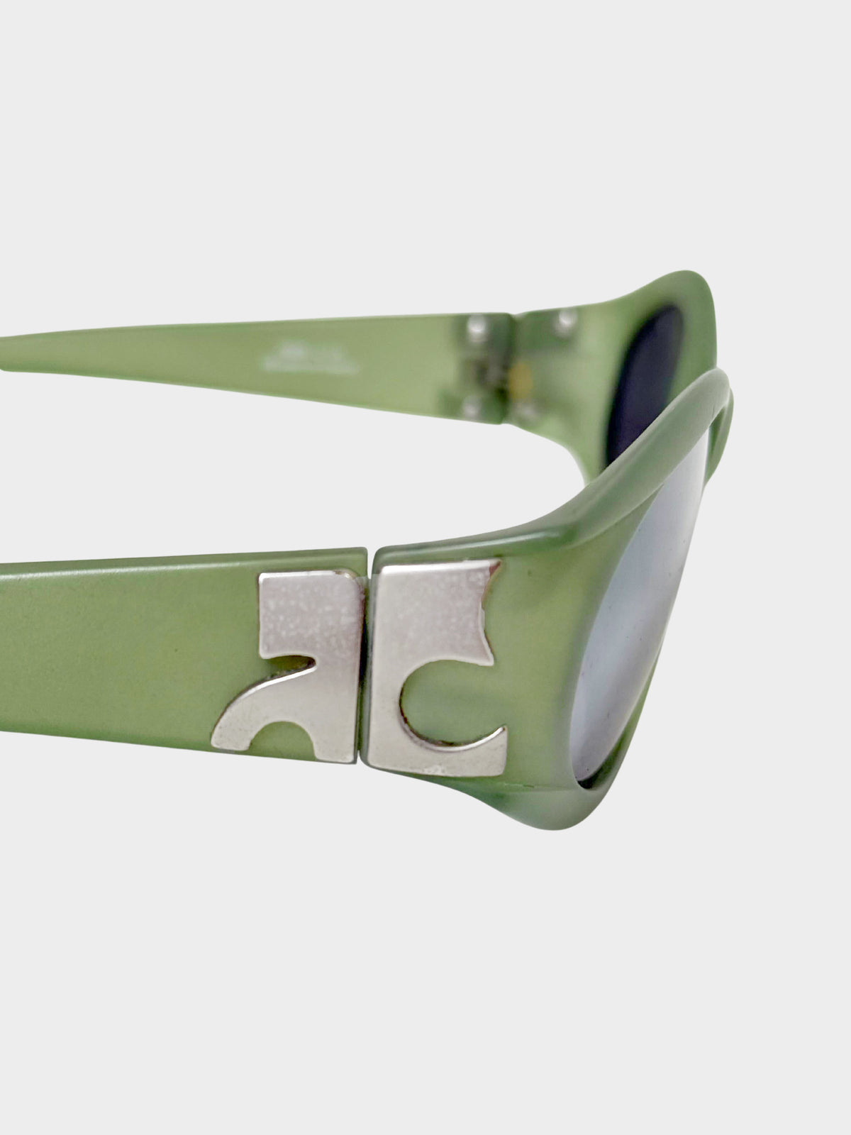 Courrèges 1990s Rare Green Semi-translucent Oval Sunglasses