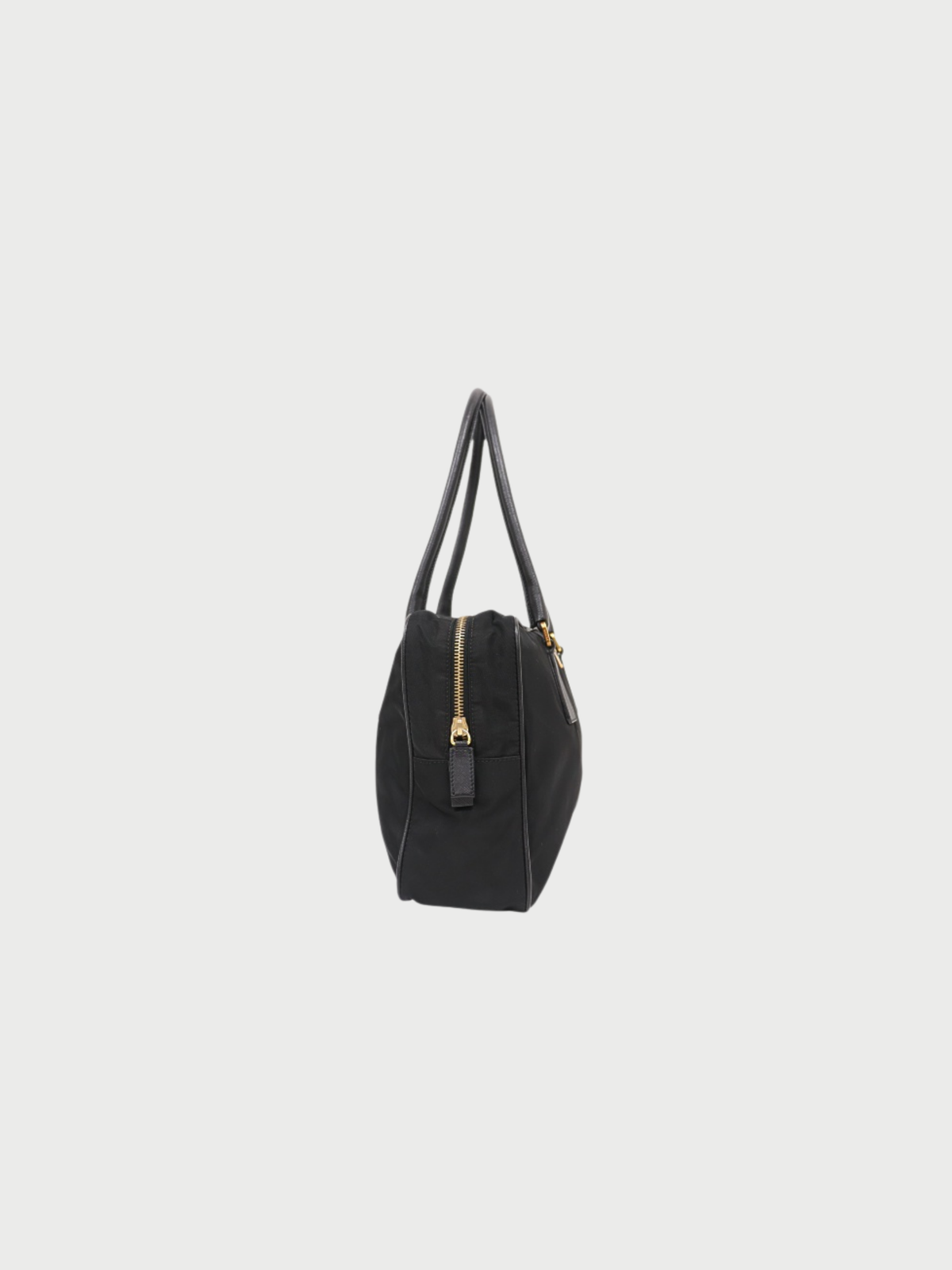 Prada 2000s Black Nylon Leather Triangle Logo Handbag
