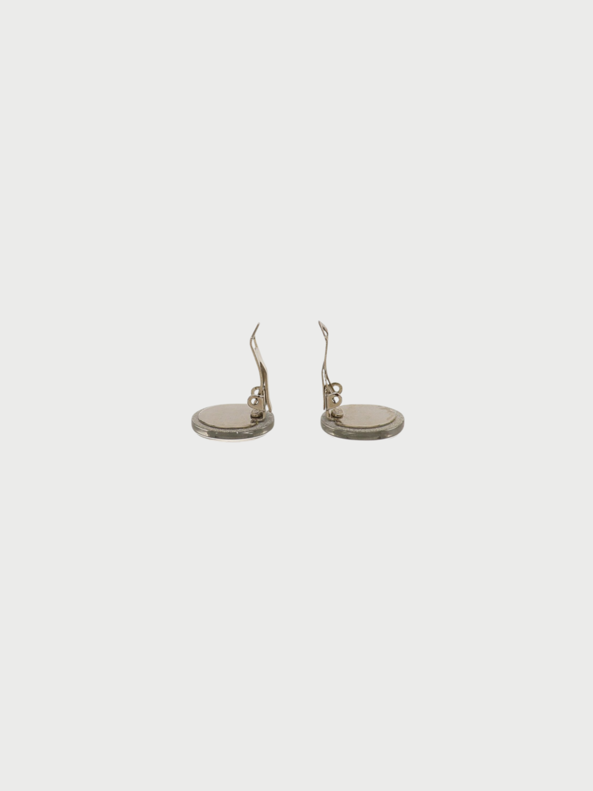 Chanel 2000 Silver Plated Metal Plastic COCO Round Earrings