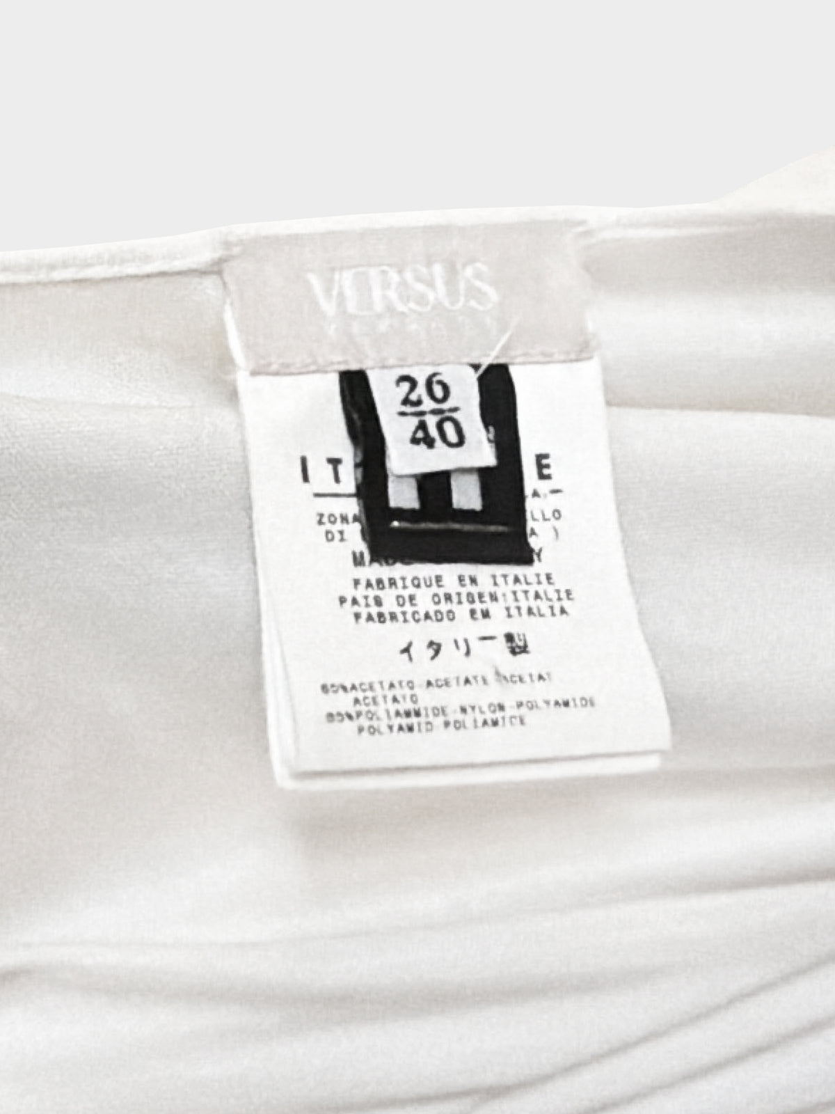 Versace 2000s White Acetate Gathered Detail Midi Dress