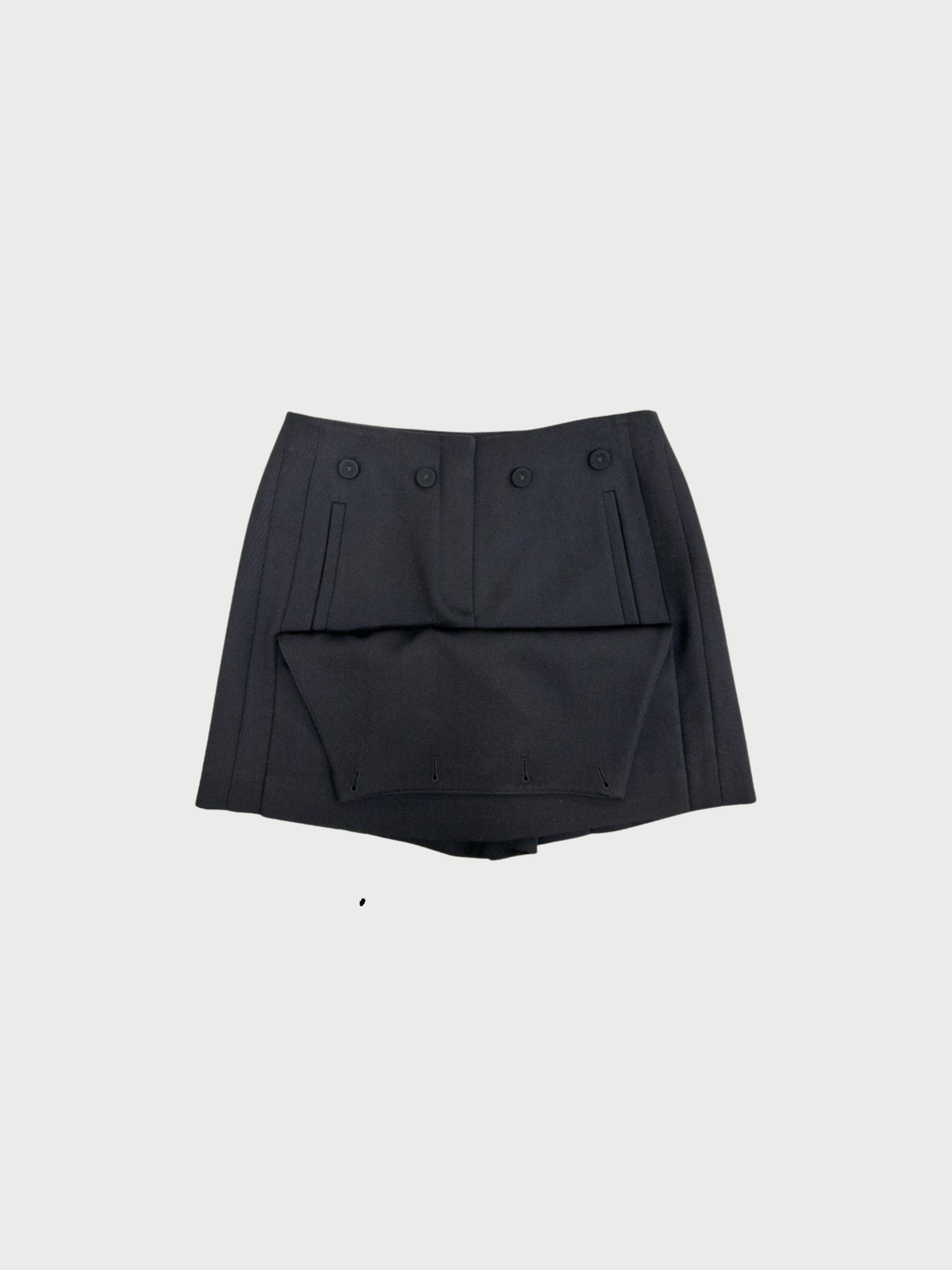 Fendi 2000s Black Wool Sailor Front Skort