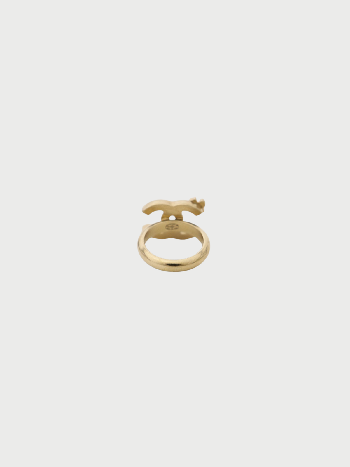 Chanel 2000s Gold Black Plated Metal COCO Ring